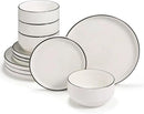 Ceramic Dinnerware Set, 12-Piece Service for 4, Round, Microwave and Dishwasher Safe, Cambridge Classics (French) by CozyNest Decor
