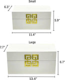 Galt International Large & Small Decorative Storage Box w/Hinged Lid - Classic Design Wood Decor Boxes with Geometric Opening Clasp - Home & Office Storage - Set of 2 (White + Gold) by CozyNest Decor
