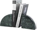 Marble Bookend for Shelves, Non-Skid Bookends for Heavy Books, Heavy Duty Book Stopper for CDs, Luxury Book Shelf Holder, Quarter Circle Design Book Ends Decorative, Indian Green, Set of 2 by CozyNest Decor