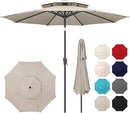 9" Outdoor Patio Umbrella - Double Top Table Umbrella Waterprool UV Protection, Sombrillas de Patio with Push Button Tilt&Crank, Sun Umbrella for Pool, Porch, Garden, Backyard(Taupe) by GreenHaven Gardens