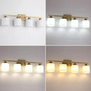Stainless Steel Milk Glass Vanity Lights for Bathroom, 4 Light Gold Bathroom Light Fixtures Over Mirror, Ceramic E26 Sockets Wall Mounted by CozyNest Decor
