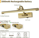 Battery Operated Picture Light with Remote and Timer, Wireless Art Lights for Paintings Brass Rechargeable Gallery Light Dimmable Artwork Lighting for Canvas, Portrait 16'' Inch Warm White by CozyNest Decor