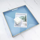 Spsyrine Light Blue Decorative Tray for Living Room, Square Modern Plastic Coffee Serving Table Tray for Ottoman Bathroom Kitchen, 13"*13". by CozyNest Decor