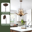 Vintage Farmhouse Chandelier 8-Light Crystal Branch Pendant Lights for Living Room Dining Room Porch Kitchen Island Bedroom Restaurant, Aged Bronze by CozyNest Decor