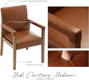 Mid Century Modern Dining Chairs Set of 2 Faux Leather Upholstered Living Room Side Chair, Kitchen Arm Chair with Solid Wood Legs for Home Kitchen & Restaurant, PU Brown by CozyNest Decor