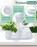 vensovo Indoor Herb Planter Set - Galvanized Windowsill Garden Pots with Tray & Drainage, Set of 3 Metal Window Planters for Kitchen & Outdoor Use, White by GreenHaven Gardens