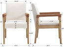 Kmax Modern Dining Chairs Set of 2 Linen Fabric Kitchen Arm Chairs Upholstered Accent Chairs with Wooden Legs for Dining Room, Living Room, Bedroom, White by CozyNest Decor