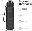 32oz Motivational Water Bottles with Time Marker & Fruit Strainer, Transparent Gradient Color Water Bottle with Times to Drink, Leakproof & BPA Free, Reusable Bottle with Strap (No Straw) by CozyNest Decor