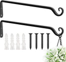 FEED GARDEN 15 Inch 2 Pack Hand-Forged Hanging Plant Bracket Heavy Duty Metal Plant Hangers for Outdoor Hanging Bird Feeders Lanterns Wind Chimes Black by GreenHaven Gardens