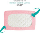 Crib Mattress Protector Waterproof Crib Sheets Fitted 2 Pack Toddler Mattress Pad Cover Improved Thickness Machine Washable 52" x 28" Pink Quilted by TinyTreasures Baby Boutique