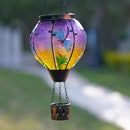 Starsoul Dragonfly Hot Air Balloon Solar Lantern Outdoor Glass Hanging Hot Air Balloon Lantern with Flame Light Waterproof for Patio Pathway Yard Porch Backyard Decor by GreenHaven Gardens
