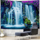 FENDROM Waterfall Tapestry Purple Forest Wild Flowers Floral Mountain Jungle Plants Nature Landscape Wall Hanging Bedroom Living Room Hanging Decorative Blanket by CozyNest Decor