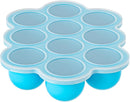 10 Cavities 2 OZ Portions Silicone Baby Food Freezer Tray with Lid, Baby Food Storage Containers,For freezing and storing Breast Milk,ice cube,Fruit Purees,leftovers(Blue) by TinyTreasures Baby Boutique