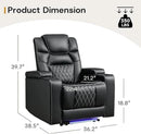 ANJ Power Home Theater Recliner Chair Set of 2, Electric Movie Theater Seating Reclining Chairs with Cup Holders for Living Room, Faux Leather with Blue LED, USB Ports, Hidden Arm Storage (Black) by CozyNest Decor