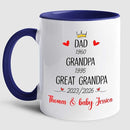 Dad Grandpa Great Grandpa EST 2026 Coffee Mug 11 15 Oz, Novelty Accent Ceramic Cup Gift For Pregnancy Announcement, Customized Choose Year & Name White Coffee Cup New Great-Grandfather Grandad Pawpaw by TinyTreasures Baby Boutique