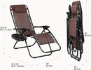 Nazhura Set of 2 Relaxing Recliners Patio Chairs Adjustable Steel Mesh Zero Gravity Lounge Chair Beach Chairs with Pillow and Cup Holder Khaki (Brown) by CozyNest Decor