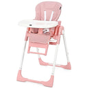 INFANS 4 in 1 High Chair–Booster Seat, Convertible Highchair w/Adjustable Height and Recline,Removable Tray,DetachableCushion, Installation-Free,Simple Fold for Baby, Infant& Toddler (Pink) by TinyTreasures Baby Boutique