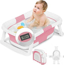 Collapsible Baby Bathtub,Baby Bath Tub with Soft Cushion & Thermometer,Baby Bathtub Newborn to Toddler 0-36 Months,Portable Travel Baby Tub by TinyTreasures Baby Boutique