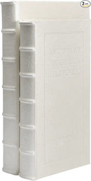 Decorative White Faux Leather Wooden Book Box for Home Decor, Cafe Table, and Bookshelf - Fashion Storage Box (YD-C105 L+S) by CozyNest Decor