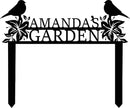 Personalized Metal Garden Name Sign with Flowers and Birds, Custom Yard Sign with Stake by CozyNest Decor