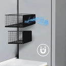 Magnetic Basket, Magnetic Shelf for Fridge,Magnetic Spice Rack Wire Mesh Magnetic Organizer Holder Accessories for Office Kitchen Classroom Storage, Black-High, Large x1&Small x1 Set of 2 by CozyNest Decor