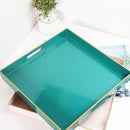 Spsyrine Green Decorative Serving Tray with Handles, 13" X 13" Square Plastic Coffee Table Tray for Ottoman, Living Room, Bathroom, Home Decor. by CozyNest Decor