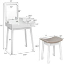 Vanity Dressing Table Set Flip Mirror Desk Furniture Stool by LJGDeals