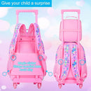 Girls Rolling Backpack, Cute Mermaid Roller Wheels Kids Bookbag - Wheeled Elementary School Bag - 3PCS Mermaid by TinyTreasures Baby Boutique