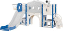 Babytronic Toddler Slide Set, 8 in 1 Kids Slide, Indoor Outdoor Slide for Toddlers Age 1-3, Toddler Playset with Basketball Hoop and Tunnel, Toddler Indoor Outdoor Playground, Blue&Grey by TinyTreasures Baby Boutique