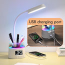 WILIT LED Desk Lamps for Home Office with Pen Holder, Table Lamp for Bedroom with USB Charging Port & Clock, RGB Night Light, Study Lamp for Kids Student, Desk Lamp for College Dorm Room Essentials by TinyTreasures Baby Boutique