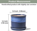 5.8 Inch Plant Pot: Ceramic Planter with Drainage Hole & Saucer - Gradient Blue Flowerpot for Indoor & Outdoor Plants with Separate Tray by GreenHaven Gardens