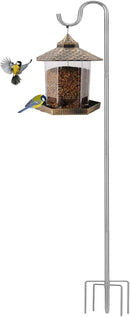 Shepherds Hook for Outdoor, 62 Inch Tall & 5/8 Inch Diameter Stainless Steel Heavy Duty Poles to Hang Outdoor Lights with 5 Prongs Base, Suitable for Bird Feeders or Wedding Decors(1pack) by GreenHaven Gardens