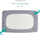 Mini Crib Mattress Protector Sheets Fitted Waterproof Mini Crib Mattress Protector Pad Cover Gray 2 Pack Quilted 38" x 24" by TinyTreasures Baby Boutique