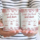 Personalized Mug - Chinoiserie Toile I Wish We Lived Closer - Trendy France-China Inspired Design - Christmas Birthday Gift for Girl Friends Besties BFF Best Friend Wildflower Floral Frame by TinyTreasures Baby Boutique