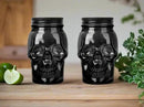 Set of 2 Skull Mason Jar Glasses with Lids | 16oz Reusable Halloween Drinking Glasses | Unique Skull Décor, Storage, & Canning Jars for Parties & Gifts by CozyNest Decor