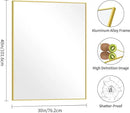 30x40In Gold Bathroom Mirror for Wall, Brushed Gold Rectangle Mirrors with Metal Frame, Bathroom Rectangular Mirror Modern Wall Mirror for Bedroom Living Room, Hangs Horizontal or Vertical by CozyNest Decor