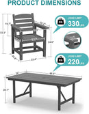 Patio Dining Set for 6 with Umbrella Hole - 66" Outdoor Table & 6 Chairs, All-Weather HDPE Outdoor Furniture for Lawn, Garden, Backyard, Poolside, Gray by GreenHaven Gardens