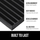 GORILLA GRIP 100% Waterproof All-Season WeatherMax Doormat US Designed Natural Rubber, Stain and Fade Resistant, Low Profile Indoor Outdoor Door Mats, Easy Clean Patio Mat, 17x29, Black Stripe by CozyNest Decor