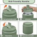 26oz Kids Jar for Hot Food, Insulated Vacuum Food Jar with Buckle Lid, Stainless Steel Wide Mouth Leak Proof Insulated Lunch Container for School Picnic Travel, Green by TinyTreasures Baby Boutique