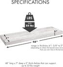 Urban Legacy Reclaimed Barnwood Planks | Floating Shelves for Wall w/Flush Mount Shelf Bracket Set Included | Set of 2 (White Wash, 48" x 7" x 2") by CozyNest Decor