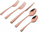 Alata Bailey Rose Gold 20-Piece Forged Stainless Steel Flatware Set Cutlery Set, Service for 4, Silver Finish, Dishwasher Safe by CozyNest Decor