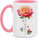Novelty Rose Accent Cup For Girl, Personalized Rose Flower Coffee Mug 11oz 15oz, Customized Rose Lover Ceramic Cup With Name, Custom Flower Design Mug, Gift For Anniversary by CozyNest Decor