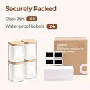 ComSaf Glass Storage Containers with Lids, 1.2 Qt Glass Jars with Lids, Clear Food Storage Jar, Canister For Pantry Cookie Flour Cereal Rice Sugar Tea Coffee Beans Spice, Square Set of 4 by CozyNest Decor