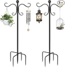 2 Pack 76 Inch Adjustable Double Shepherds Hooks for Outdoor Heavy Duty, Two Sided Garden Bird Feeder Pole for Hanging Plant Baskets, Solar Lights, Weddings Decor by GreenHaven Gardens