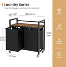 Laundry Hamper, Laundry Basket, Laundry Sorter with 2 Removable Bags, Clothes Basket with 2 Compartments, Wheels, Shelf for Laundry Room Bathroom Bedroom (2 Bags-Black) by CozyNest Decor