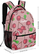 Ripe Red Cherry Custom Kids Backpack 16.5 Inch for Boy Girl, Personalized Waterproof Child School Travel Bag with Name by TinyTreasures Baby Boutique