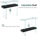ivinta Glass Console Table with Storage, 39.4" Modern Sofa Table for Living Room, Foyer, Hallway, Bedroom 5101 (Black) by CozyNest Decor