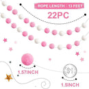 TBD Decor 2pk Pink Pom Pom Garland 13FT 4cm Large Felt Ball Garland Shower Decorationsfor Mantle,Indoor Holiday Wedding Birthday Gender Reveal Party Supplies by CozyNest Decor