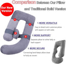 AS AWESLING 60in Full Body Pillow | Nursing, Maternity and Pregnancy Pillow | Extra Large U Shape Pillows with Detachable Side, Separate Support Pillow and Removable Cover (Velvet and Jersey Grey) by TinyTreasures Baby Boutique