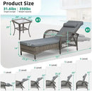 VIVIJASON Outdoor Wicker Chaise Lounge Chair, All-Weather PE Rattan Cushioned Patio Lounger Set with Side Table, 6-Position Adjustable Outside Pool Sunbathing Recliner with Armrest & Pillow, Gray by CozyNest Decor